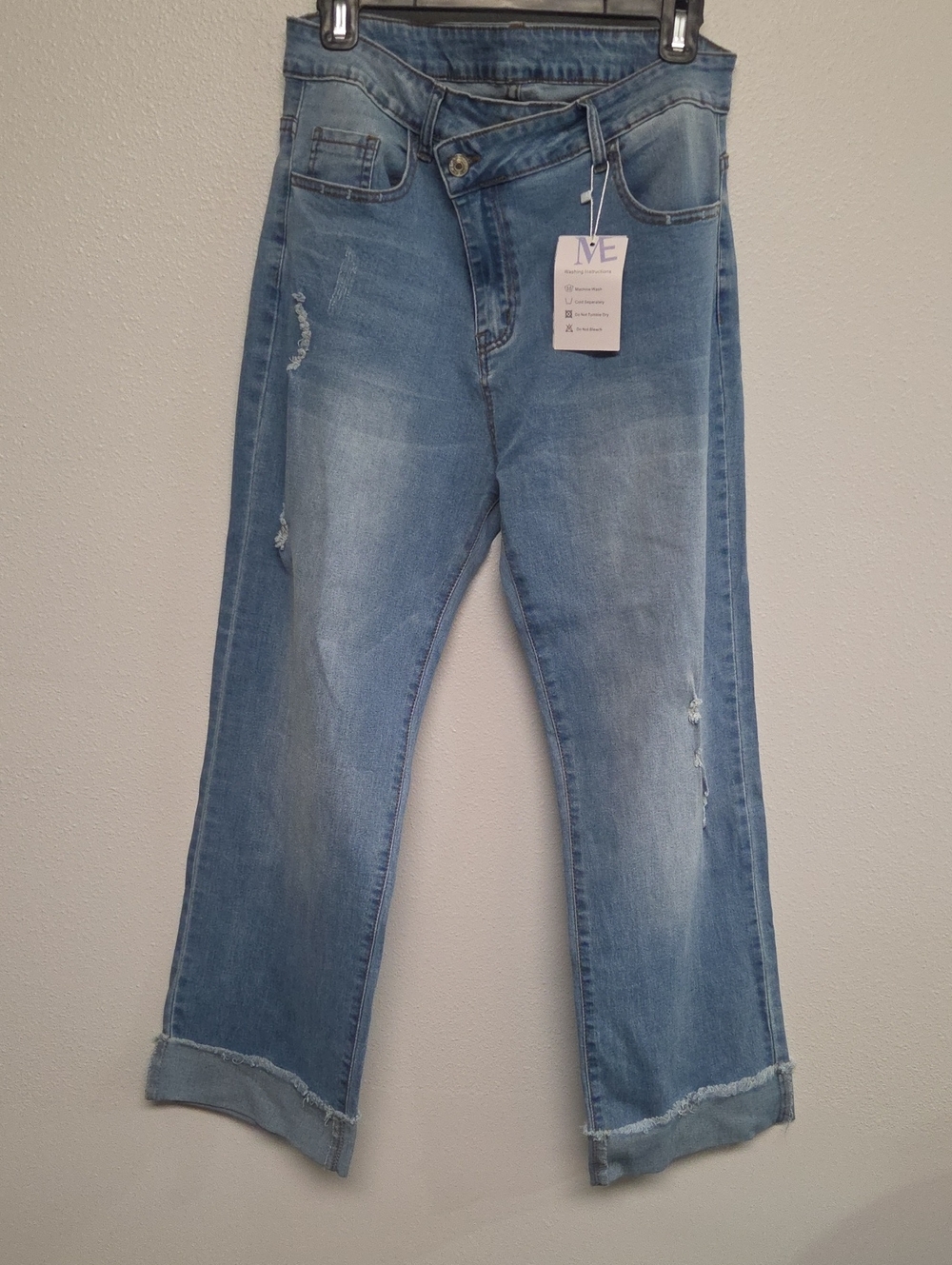 ME Makeover Essentials Light Wash Cropped Distressed Women's Jeans